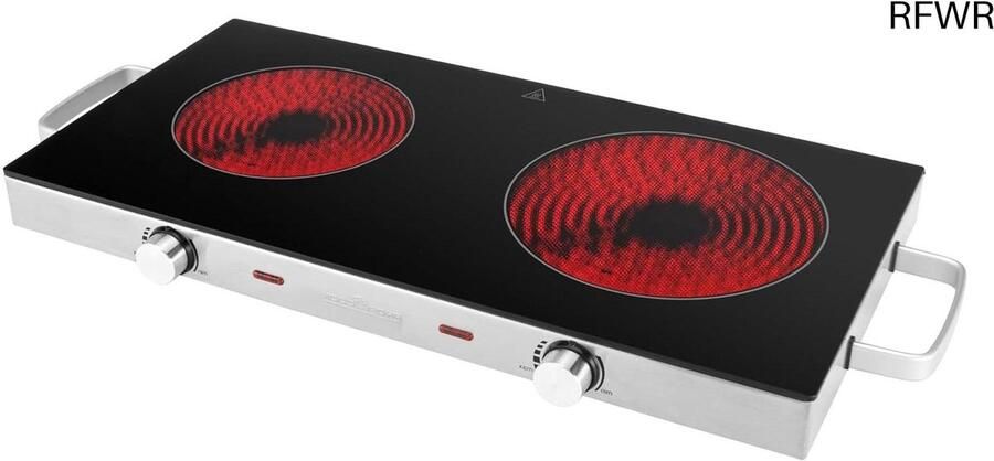RFWR Dubbele Infrarood Kookplaat met Glaskeramisch Oppervlak Energiebesparend en Krasbestendig Traploze Temperatuurregeling 2800W