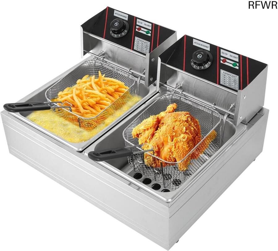 RFWR Dubbele tank frituurpan met temperatuurregeling en snelle opwarming Ideaal voor restaurants en cafés