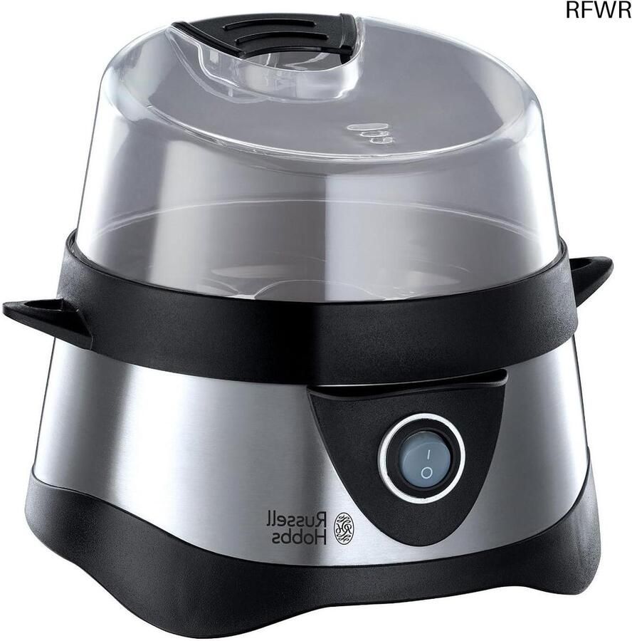 RFWR Eierkoker Roestvrij Staal voor 1-7 Gekookte of 3 Gestoomde Eieren met Maatbeker en Automatische Uitschakeling