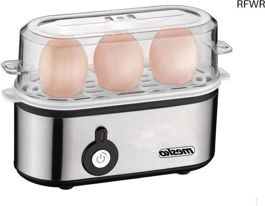 RFWR Eierkoker voor 3 eieren 350 W kookaccessoires voor perfect koken van zachte en harde eieren met controlelampje en automatische uitschakeling