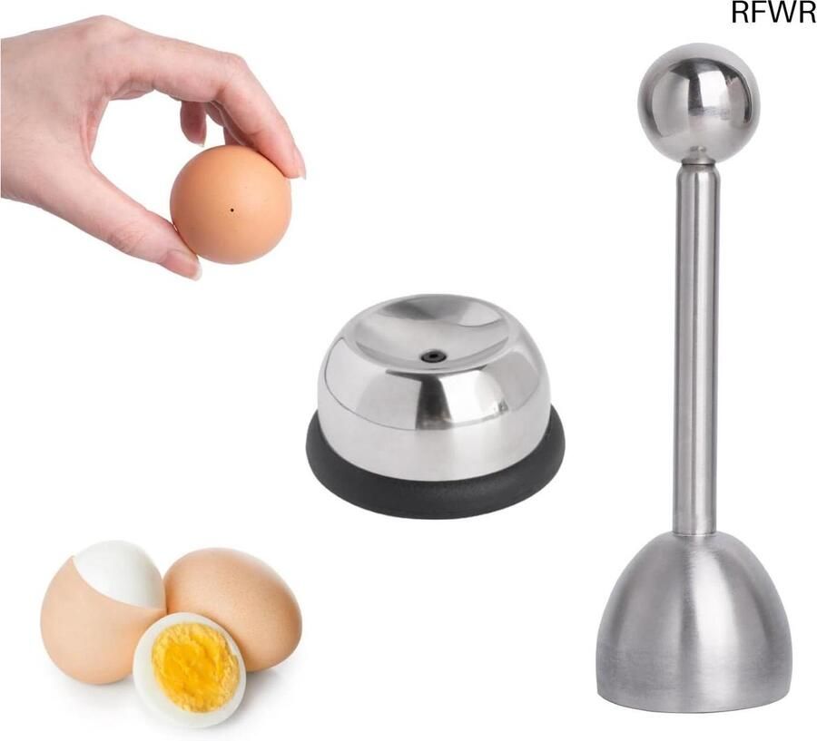 RFWR Eieropener en eierprikker set van 2 – Roestvrijstalen keukengereedschap voor het koken van eieren