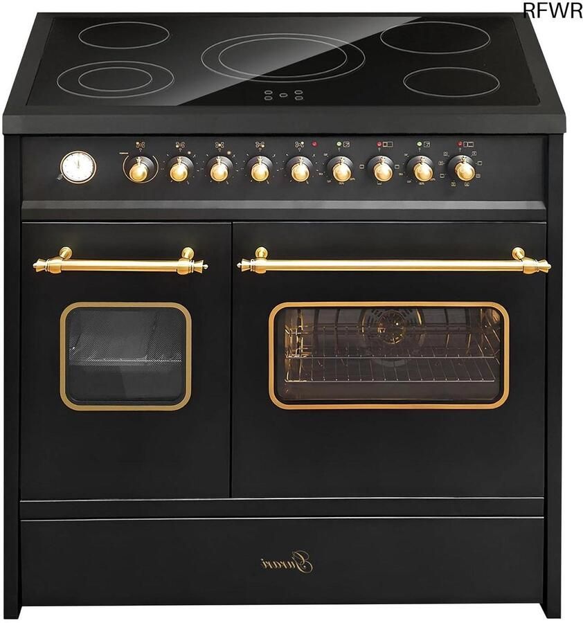 RFWR Elektrisch staand fornuis 90 cm met dubbele oven en keramische kookplaat