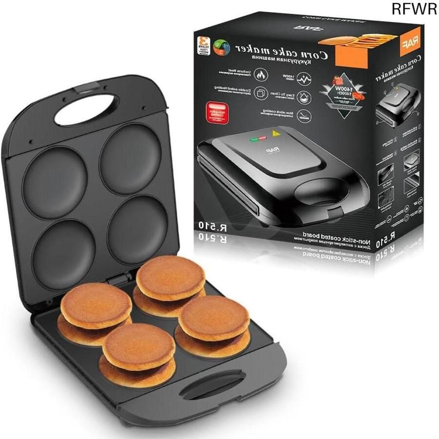 RFWR Elektrische Arepa Maker en Mini Pannenkoekenpan – 1400 W met Antiaanbaklaag voor Gezond Koken