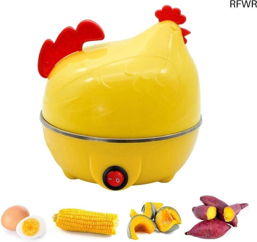 RFWR Elektrische Eierkoker in Kippenvorm voor 7 Eieren – Perfect Gekookte Hard- en Zachtgekookte Eieren met Automatische Uitschakeling