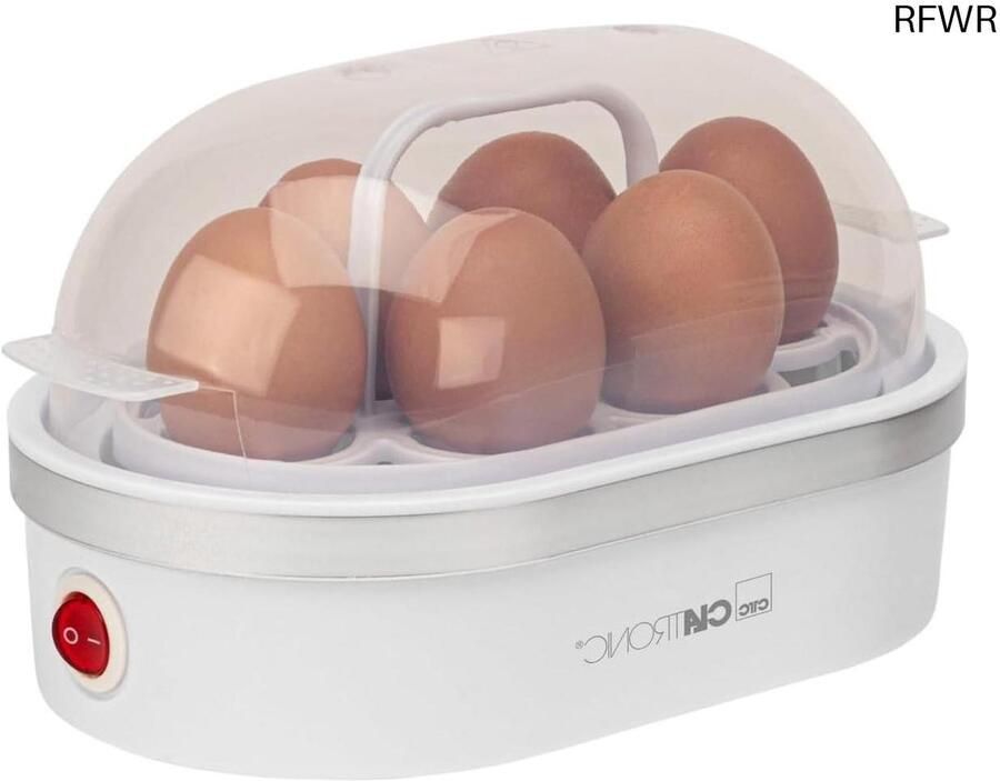 RFWR Elektrische eierkoker voor 6 eieren met antiaanbaklaag en zoemer