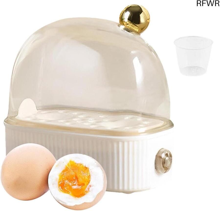 RFWR Elektrische eierkoker voor perfect hardgekookte eieren tot 2 eieren veilig en gebruiksvriendelijk