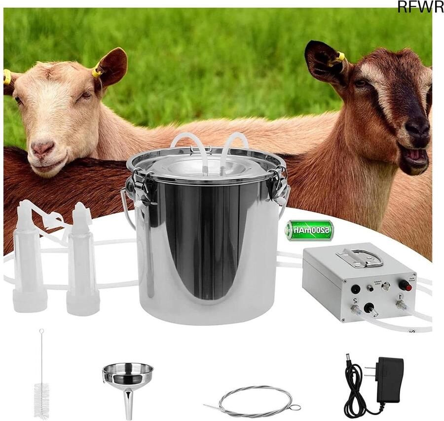 RFWR Elektrische Melkmachine voor Geiten met Oplaadbare Batterij Draagbare Pulsatie Vacuüm Melk Machine