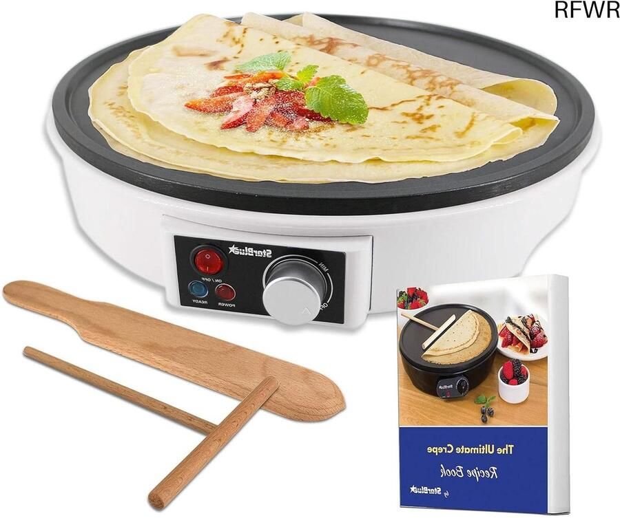 RFWR Elektrische Pannenkoek- en Crêpemaker 30 5 cm met Gratis Recepten E-Book 1000W
