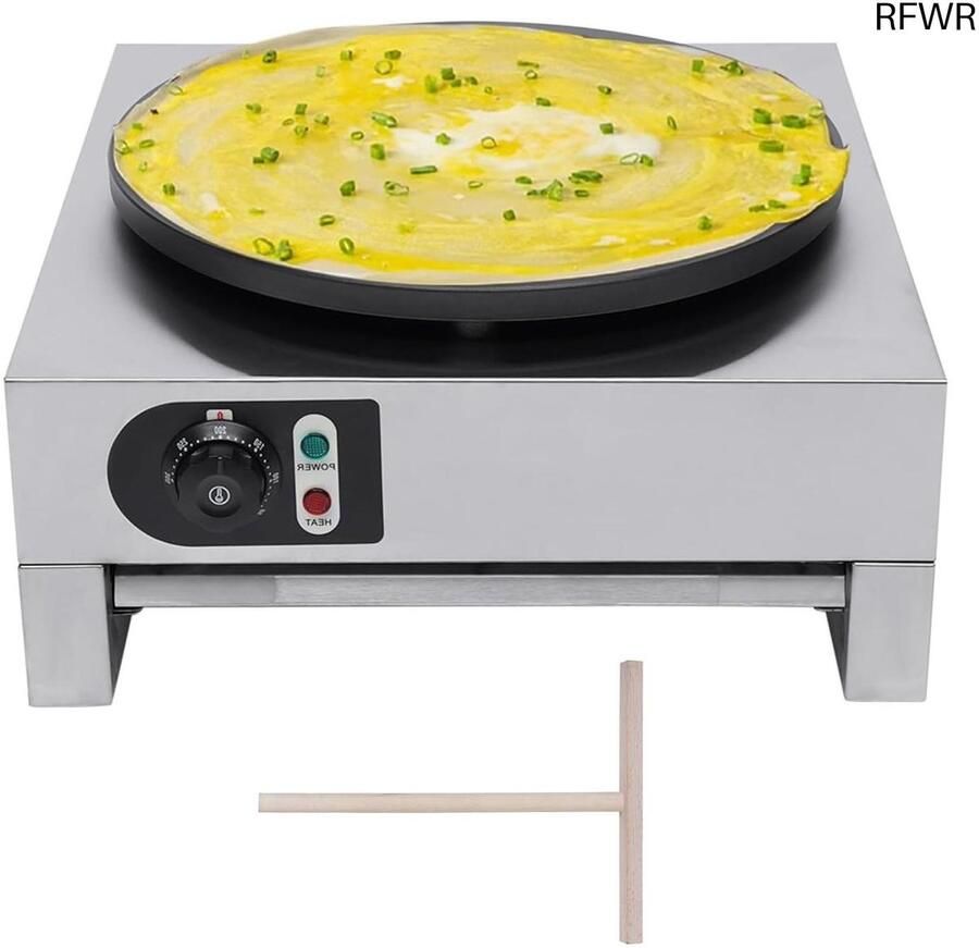 RFWR Elektrische Pannenkoekenmaker met Temperatuurregeling en Groot Verwarmingsoppervlak