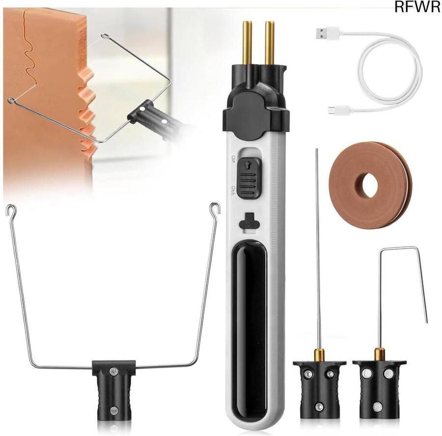 RFWR Elektrische piepschuimsnijder met LED-lampje Draadloos en snel verwarmd tot 550°C voor DIY-projecten