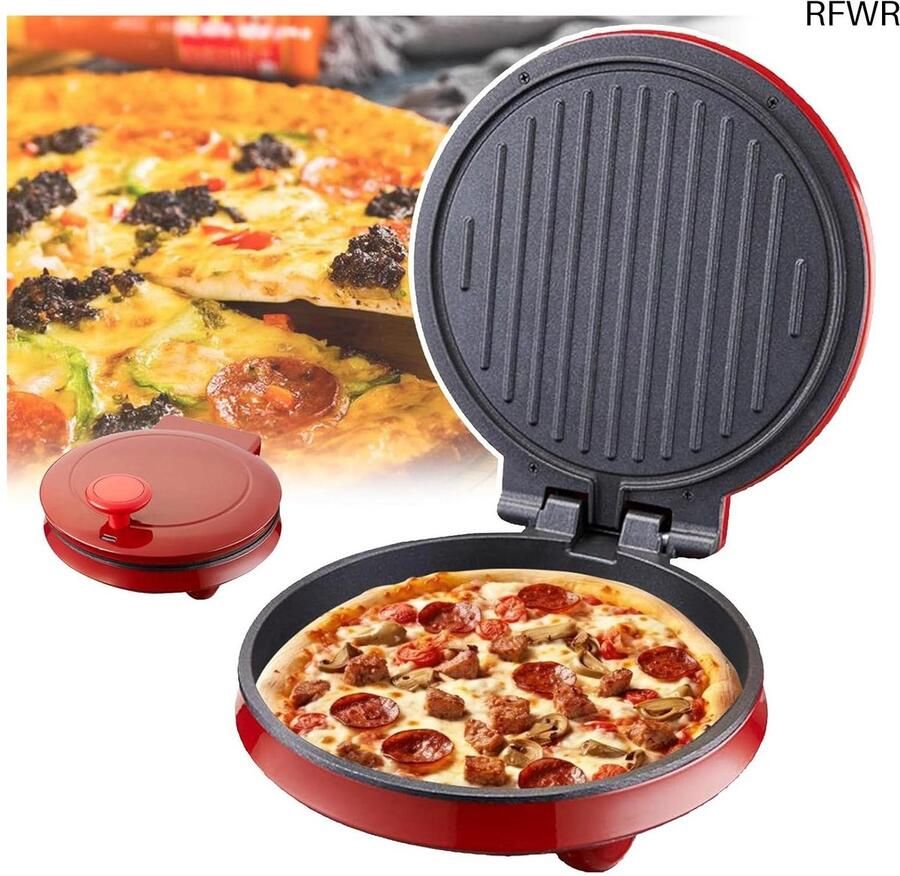 RFWR Elektrische Pizzamaker 1000W met Antiaanbakplaat en Temperatuurcontrole voor Quiches en Pannenkoeken