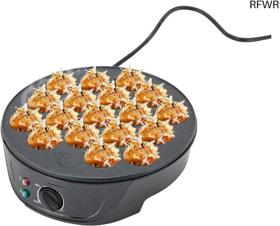 RFWR Elektrische takoyaki maker met 18 kookgaten en temperatuurregeling Ideaal voor thuis en horeca