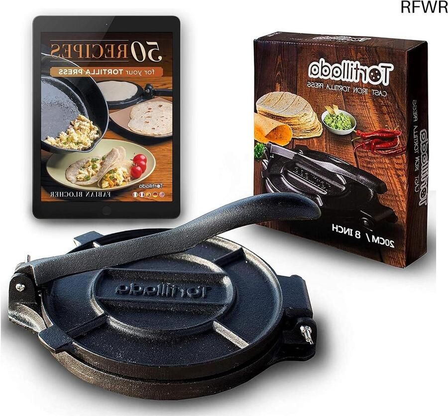 RFWR Gietijzeren Tortillapers met Recepten Ebook Maak Perfecte Maistortilla's