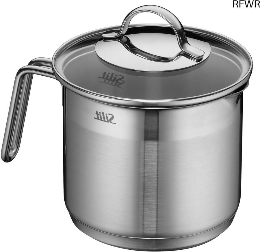 RFWR Inductie melkpan met glazen deksel 14 cm Hoge kookpan roestvrij staal