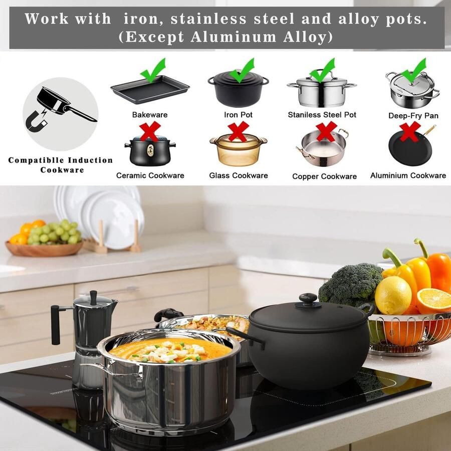 RFWR Inductiekookplaat 4 Platen 60 cm met Boostfunctie en Flexibele Zones