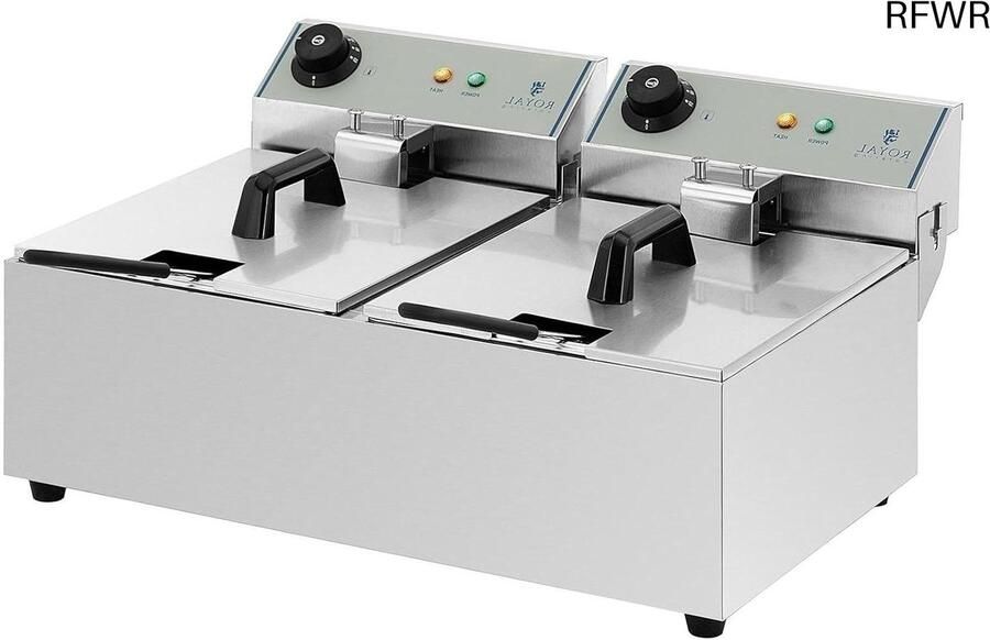 RFWR Industriële Professionele Dubbele Friteuse met 20 Liter Capaciteit en Automatische Thermostaat