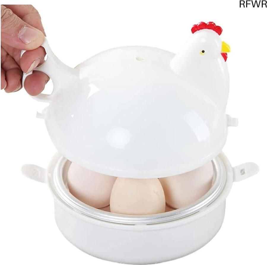 RFWR Kipvormige Magnetron Eierkoker Snel en Veilig voor 4 Eieren Koken
