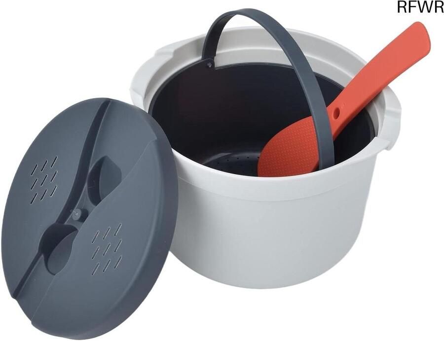 RFWR Magnetron Rijstkoker 2 Liter – Complete Set met Rijstlepel Deksel Zeef en Stoompan – Ideaal voor Thuisgebruik