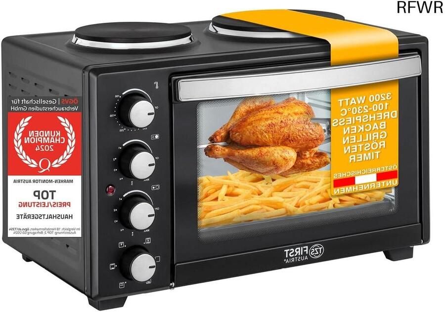 RFWR Mini oven met kookplaten – 30 liter 1600W met convectie en rotisserie