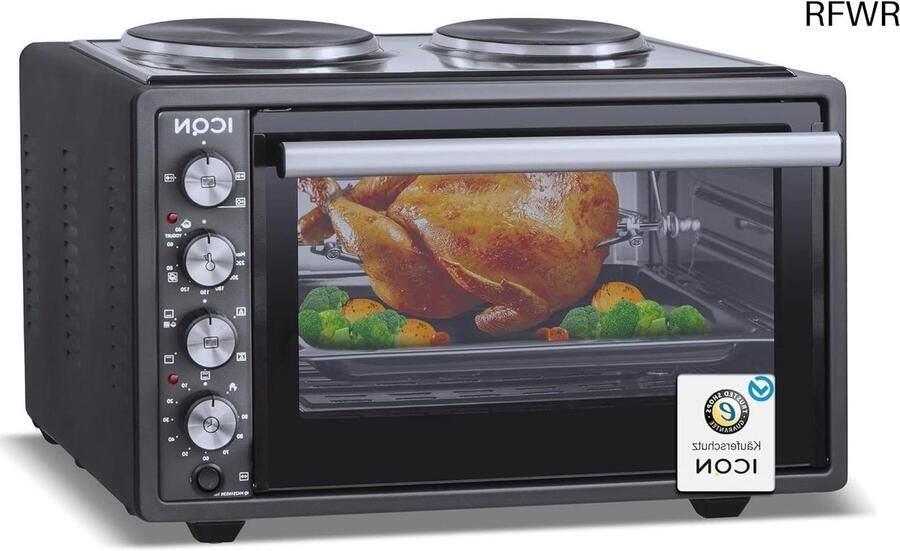 RFWR Mini-oven met kookplaten en circulerende lucht 42 liter Elektrische oven met zelfreinigende functie 3800 W 40 ° -230 ° C