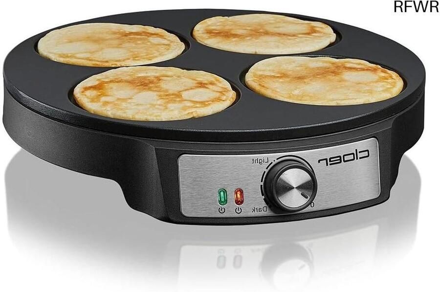 RFWR Mini Pancake Maker voor 4 Pannenkoeken 1200 W Antiaanbaklaag Temperatuurregeling Ruimtebesparend