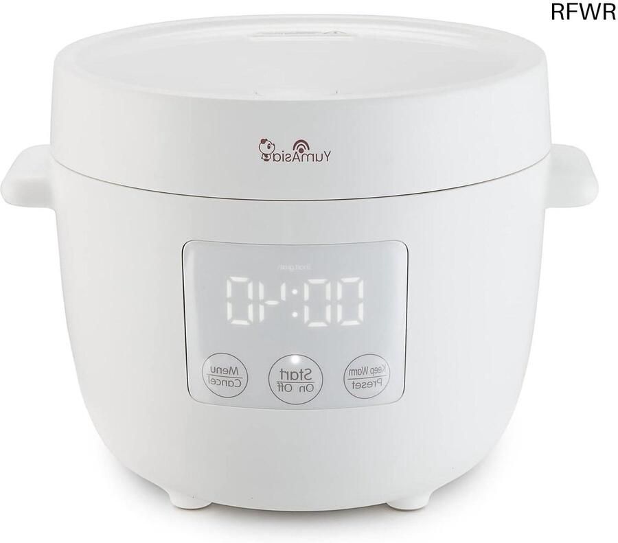 RFWR Mini rijstkoker met 5 kookfuncties en keramische kom (2 5 kopjes 0 45 liter)