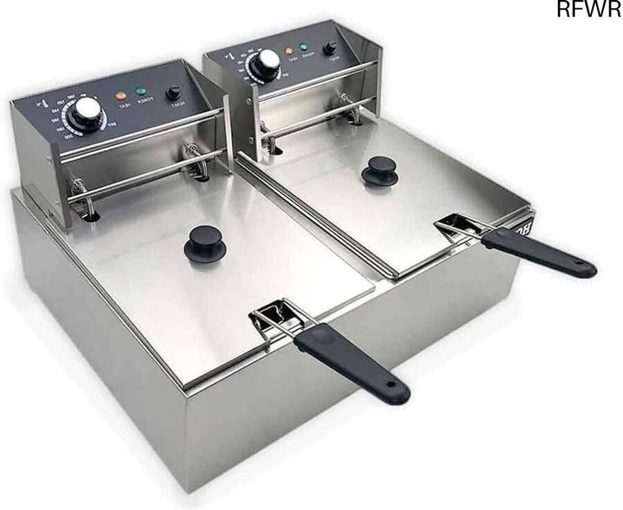 RFWR Professionele Dubbele Friteuse 2 x 6 Liter Roestvrij Staal Handige Temperatuur Indicator