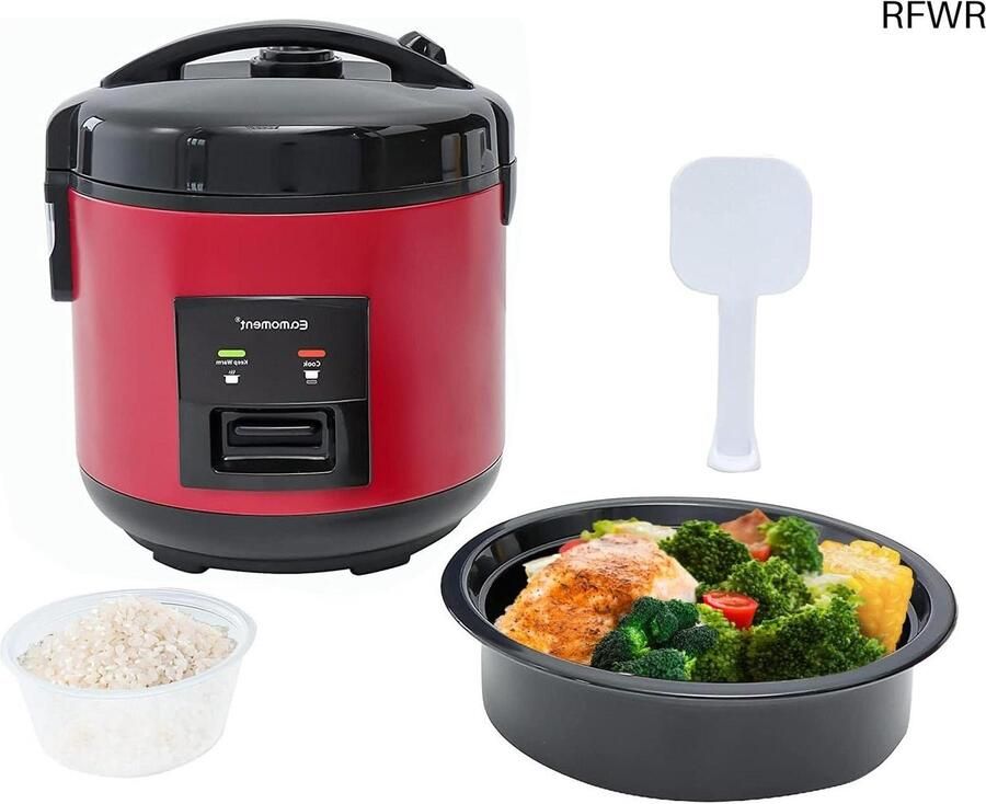 RFWR Rijstkoker 1 liter Elektrische Stoompan met Antiaanbaklaag Voor 1-5 Personen Snelle Bereiding en Warmhoudfunctie