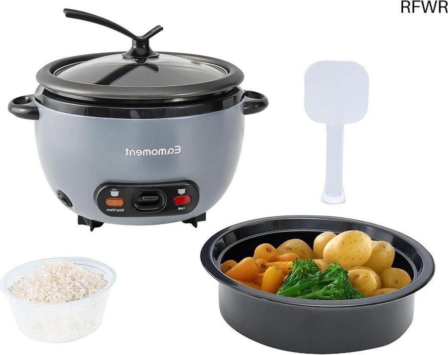 RFWR Rijstkoker 1L met Stoominzet en Anti-aanbak Pan voor 1-5 Personen