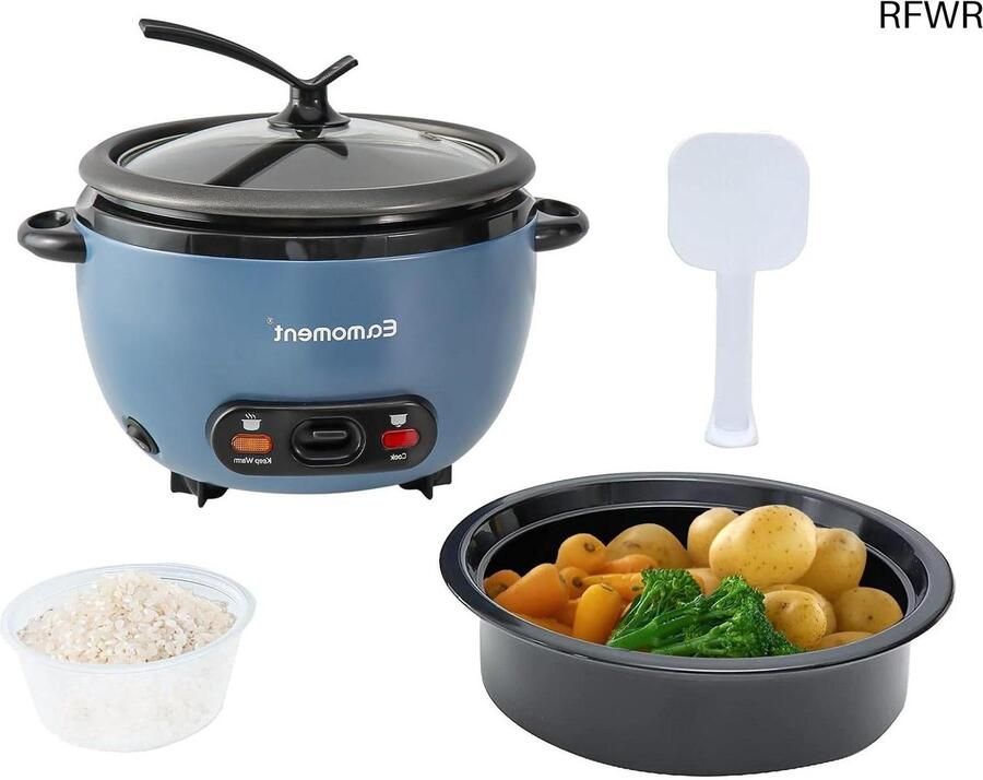 RFWR Rijstkoker met Stoominzet en Warmhoudfunctie voor 1-5 Personen 400W Capaciteit Eenvoudig te Gebruik en Reinigen