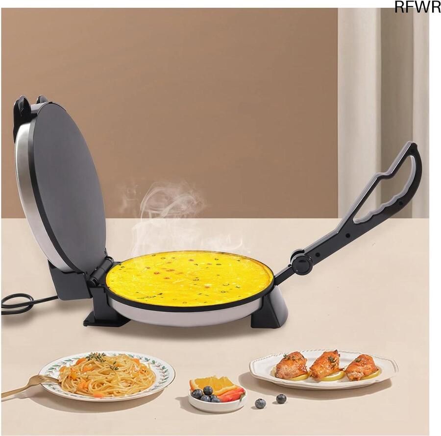 RFWR Tortilla Maker met Antiaanbaklaag voor Pannenkoeken Pizza en Roti Elektrische Kookplaat met Dubbelzijdige Verwarming