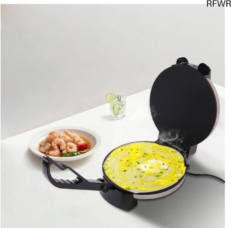 RFWR Tortillapers 25 cm Roestvrij Staal Dubbelzijdige Verwarming Antiaanbak Kookplaat Ideaal voor Thuis en Restaurants