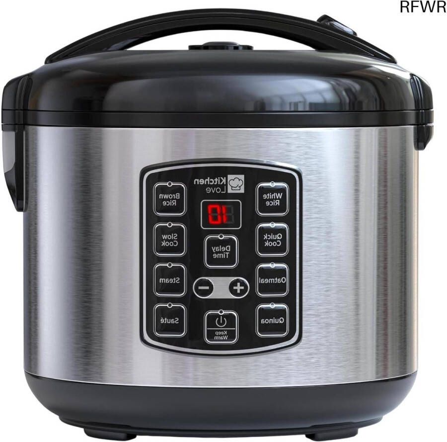 RFWR Rijstkoker met Stoompan Elektrisch en Digitaal 1 2L voor 2-5 Personen Perfect Gekookte Rijst en Multifunctioneel