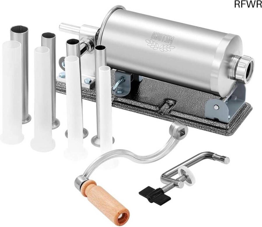 RFWR Roestvrijstalen Worstvuller voor Zelfgemaakte Worsten Handmatige Vleesvulling met 8 Vulbuizen