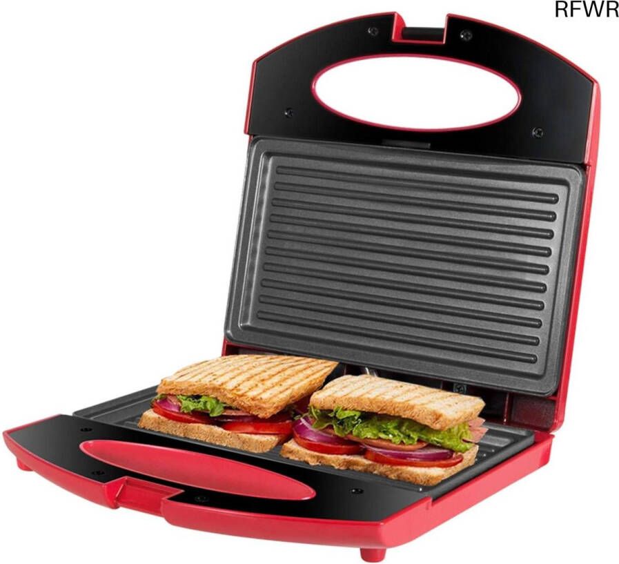 RFWR Sandwich- en Panini-grill met Antiaanbaklaag 750 W Eenvoudig te Reinigen en Veilig in gebruik