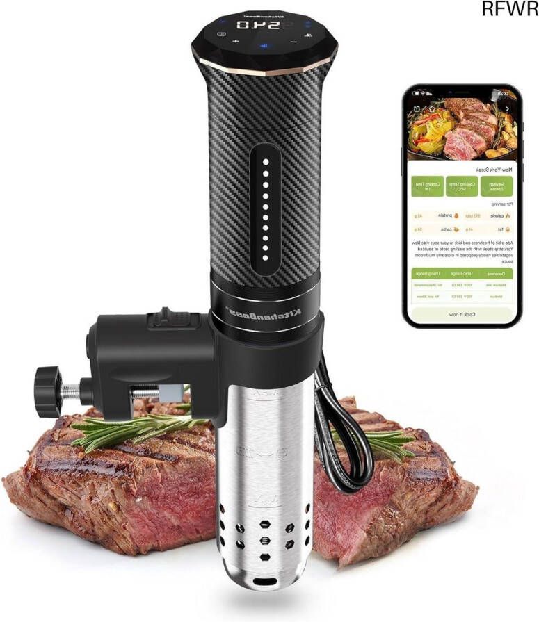 RFWR Sous Vide Staaf met Wifi en Precisiekeuken – Nauwkeurige Temperatuurregeling Waterdicht en Stil