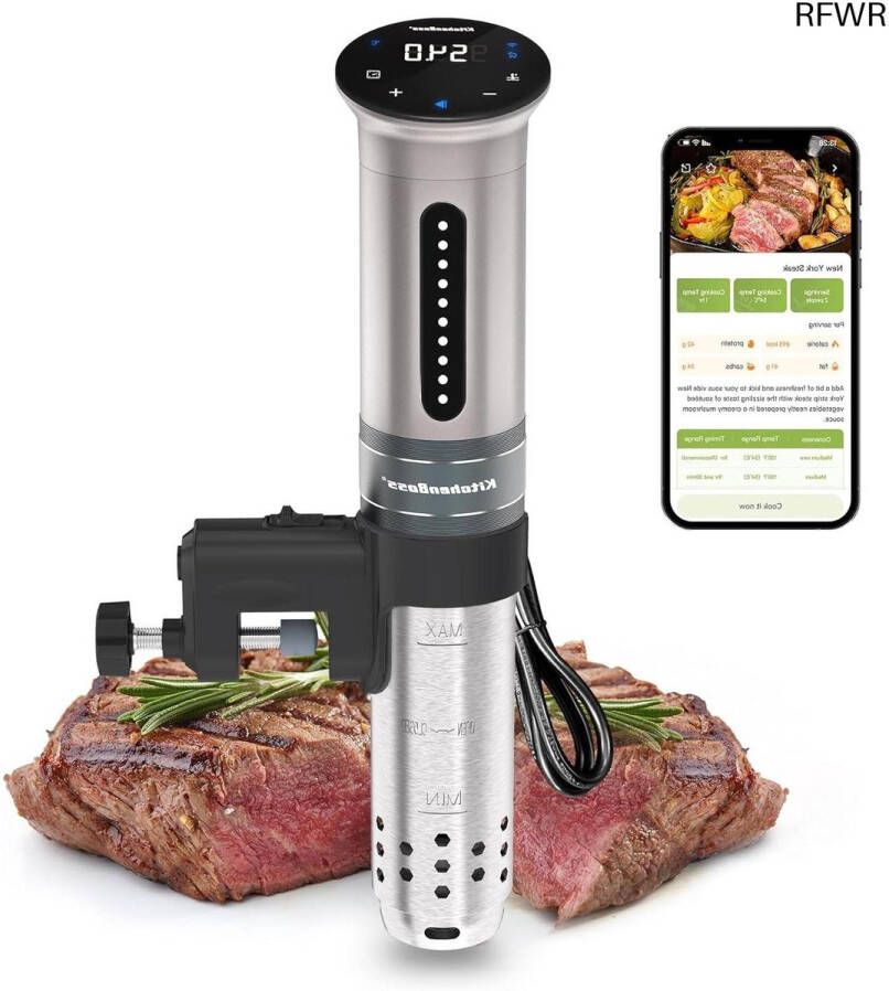 RFWR Sous Vide Stick 1100W met Wifi Bediening en LED Touch Display