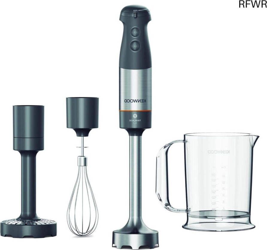 RFWR Staafmixer met afneembare stalen staaf garde hakmolen en maatbeker 1000 watt grijs