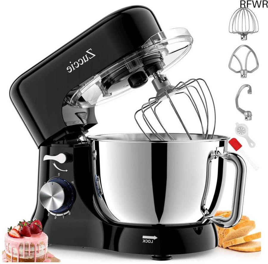 RFWR Stille keukenmachine met 5L roestvrijstalen kom en 8 snelheden
