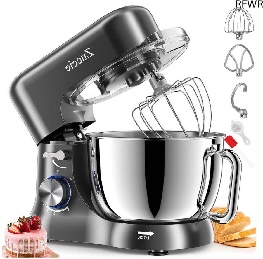 RFWR Stille keukenmachine met 5L roestvrijstalen kom en multifunctionele gereedschappen