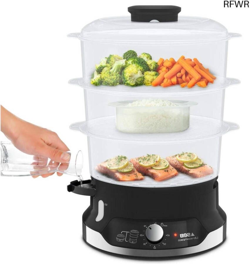 RFWR Stoomkoker met 3 manden en 800 W vermogen voor gezond koken