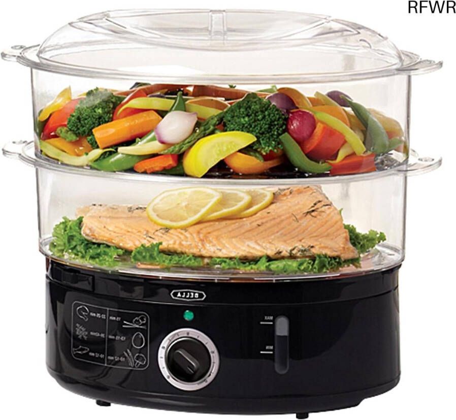 RFWR Stoompan met Twee Etages Elektrische Kookpan voor Groenten Vis en Vlees met Automatische Uitschakeling 7L