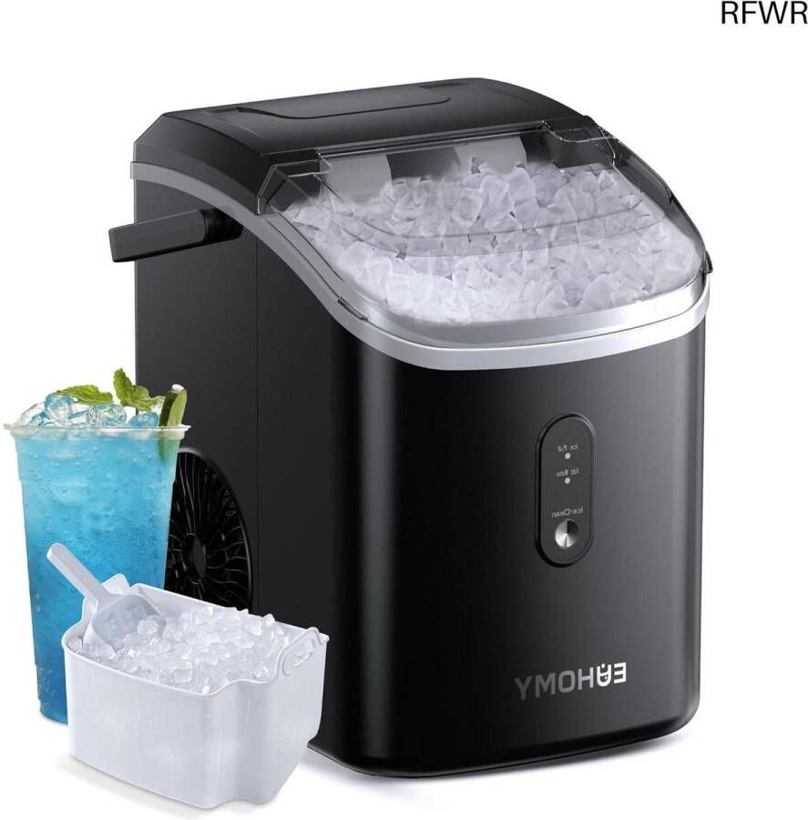 RFWR Tafel IJsblokjesmachine 15 kg 24 uur – Snelle 6-minuten Ijsmaker met Automatische Reiniging en Infraroodsensor – Energiezuinig en Compact