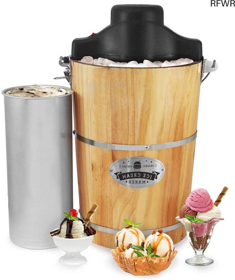 RFWR Traditionele elektrische ijsmachine met houten emmer en handmatige handslinger Capaciteit van 6 82 liter