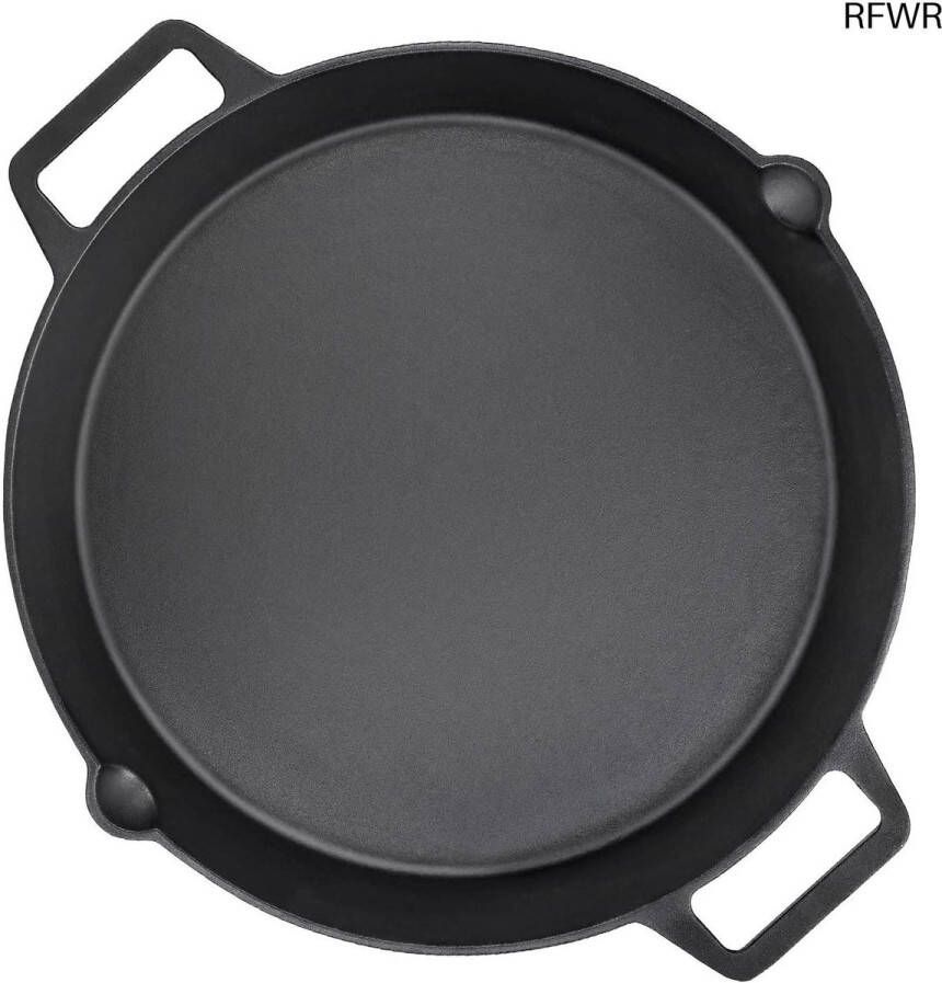 RFWR Universele gietijzeren grillpan 40 cm multifunctionele pan met handgrepen en schenktuiten