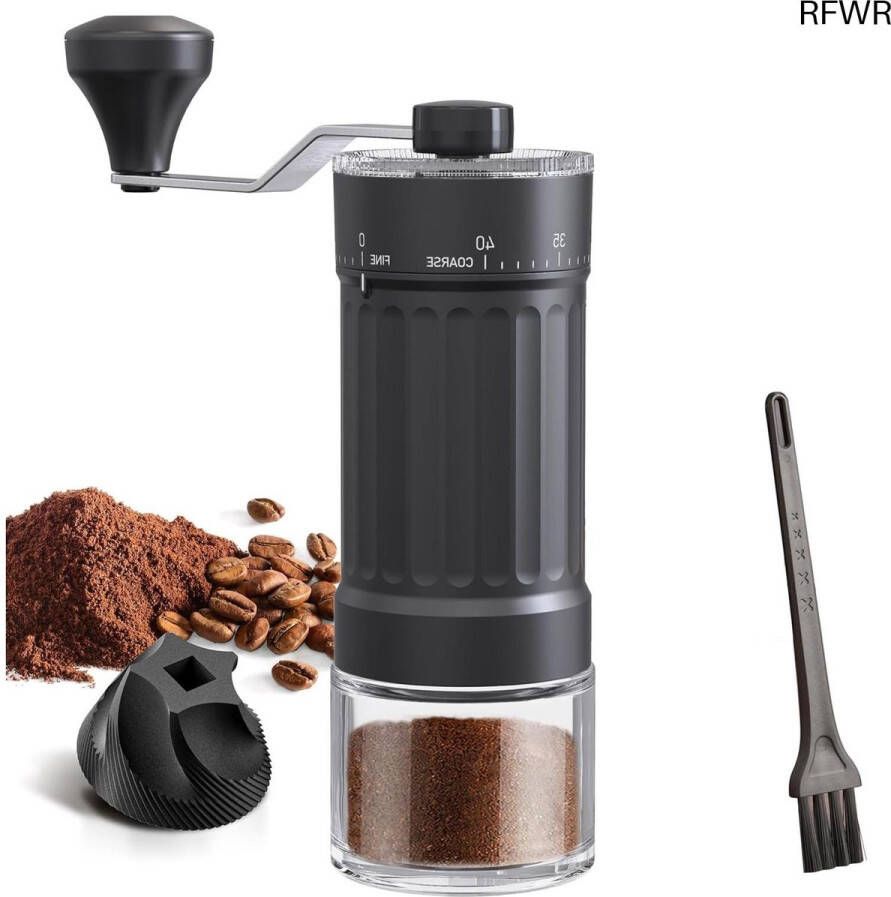 RFWR Verstelbare handmatige koffiemolen met keramisch kegelmaalwerk en 40-maalgraadinstellingen