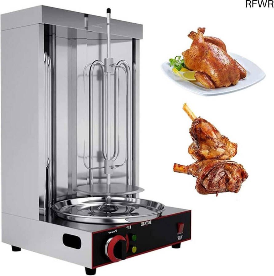 RFWR Verticale Kebab Grill BBQ Machine met Temperatuurregeling Roestvrij Stalen Rotisserie Oven voor Perfect Geroosterd Vlees