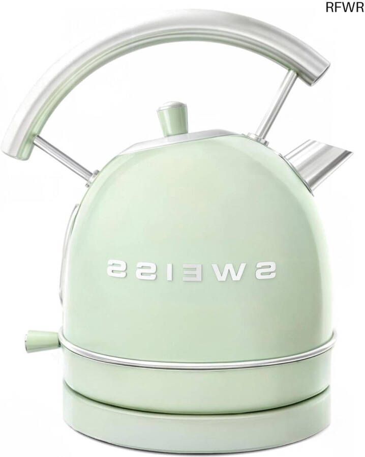 RFWR Vintage elektrische waterkoker 1 8 l roestvrij staal 2200 W snel koken automatische uitschakeling 360° sokkel