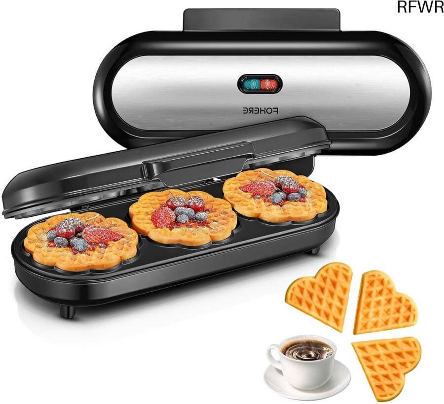 RFWR Wafelijzer voor 15 Hartwafels 1200 W Met Antiaanbaklaag voor Snelle Bereiding