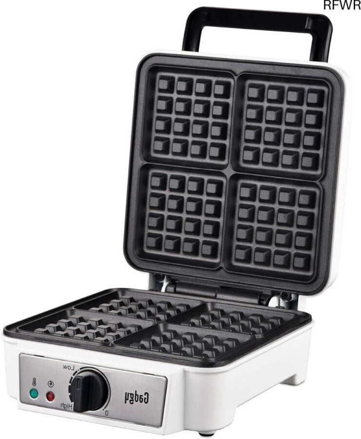 RFWR Wafelijzer voor 4 Brusselse Wafels Antiaanbaklaag 1400 Watt Compact en Instelbaar